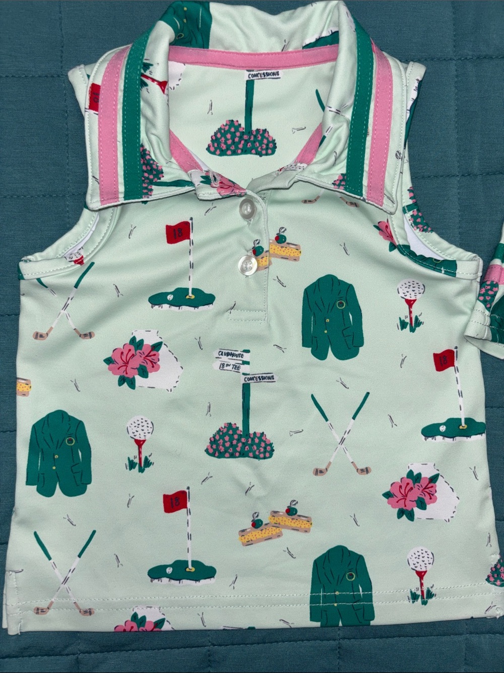 SweetHoney Mint The Masters Golf-Print Polo Skort Set 3T - Picture 3 of 6